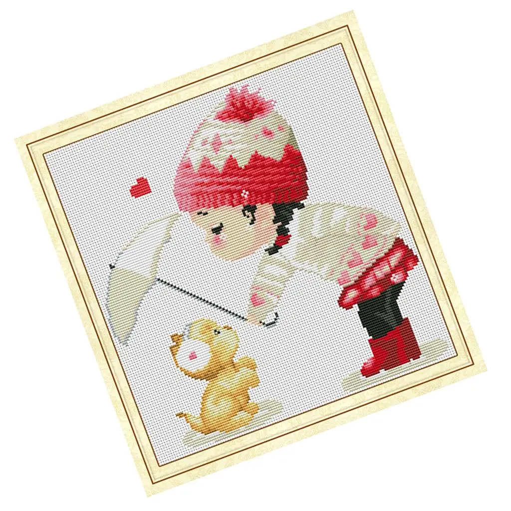 Stamped Cross Stitch Kits Pre Printed Embroidery Pattern DIY Needlecraft Complete Kit for Home Decoration