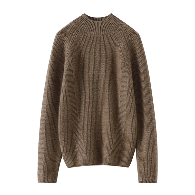 

High quality women's 100% pure cashmere pullover luxury brand knitted sweater loose Mock neck Tops Pull Jumper thick