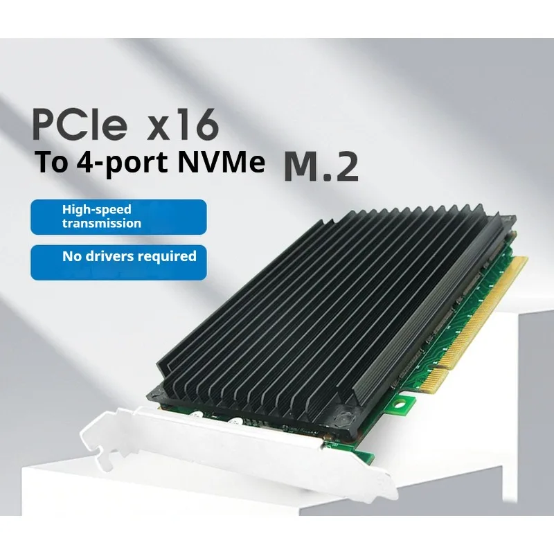 

Original M.2 NVMe expansion card PCIe4.0X16 to 4-port solid-state adapter card, compatible with PCIe3.0