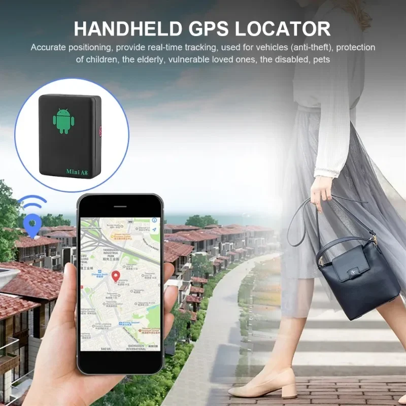 A8 Mini GPS Tracker Monitoraggio in tempo reale del veicolo Allarme SOS Chiave anti-smarrimento Dispositivo di localizzazione del portafoglio GSM GPRS