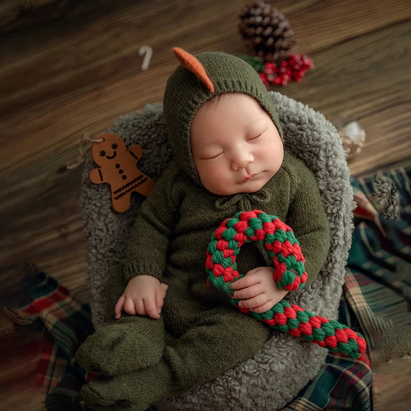 Fotografia Roupas para Bebê Recém-Nascido, Dinossauro Fotografia, Mão Malha Macacão e Chapéu, Estúdio Tiro Outfit, 2PCs por Conjunto, Foto, 0-1 Mês