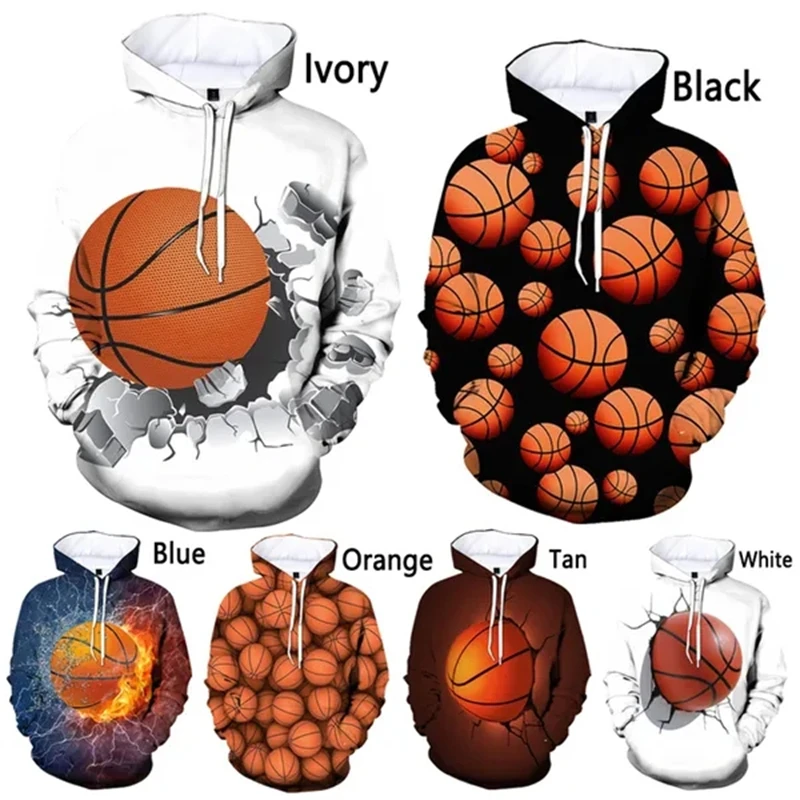 New Fashion Funny Basketball Pattern 3D Print Hoodies Men's Women's Fallwinter Long-sleeved Casual Sports Hoodie Mens Clothing