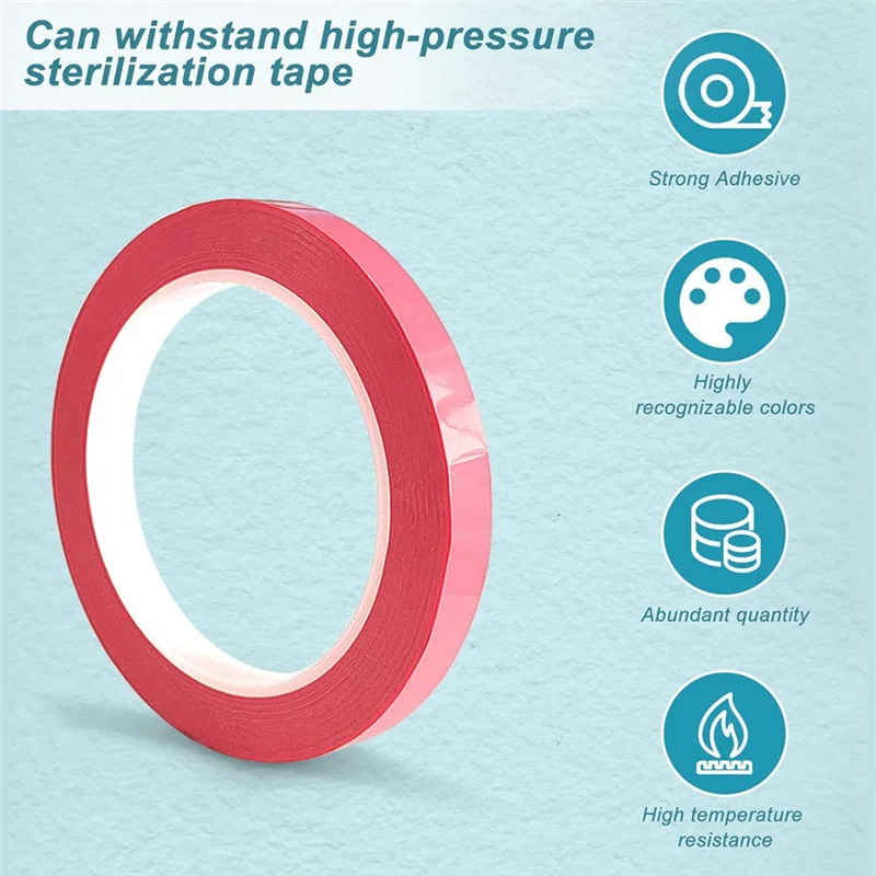 16 Rolls Of Tape For Instruments Identification, 216 Ft/L X 0.4 In/W Colors Autoclave Tape - Autoclavable 270°F(8 Color)