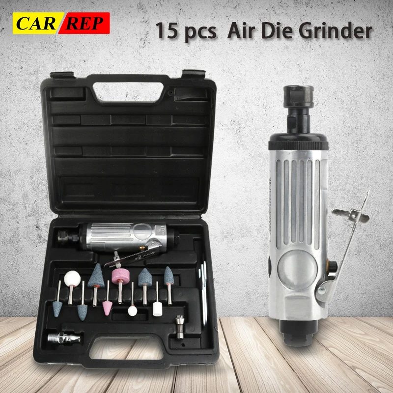 

Hot Sale 15pcs Air Die Grinder Pneumatic Tire Repairing Polish Tool With Plastic Packing Box Universal Wrench Polishing Toolset