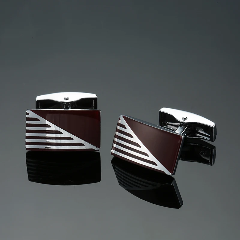 High quality men's French cufflinks made of copper material square diagonal stripe buttons wedding jewelry gifts