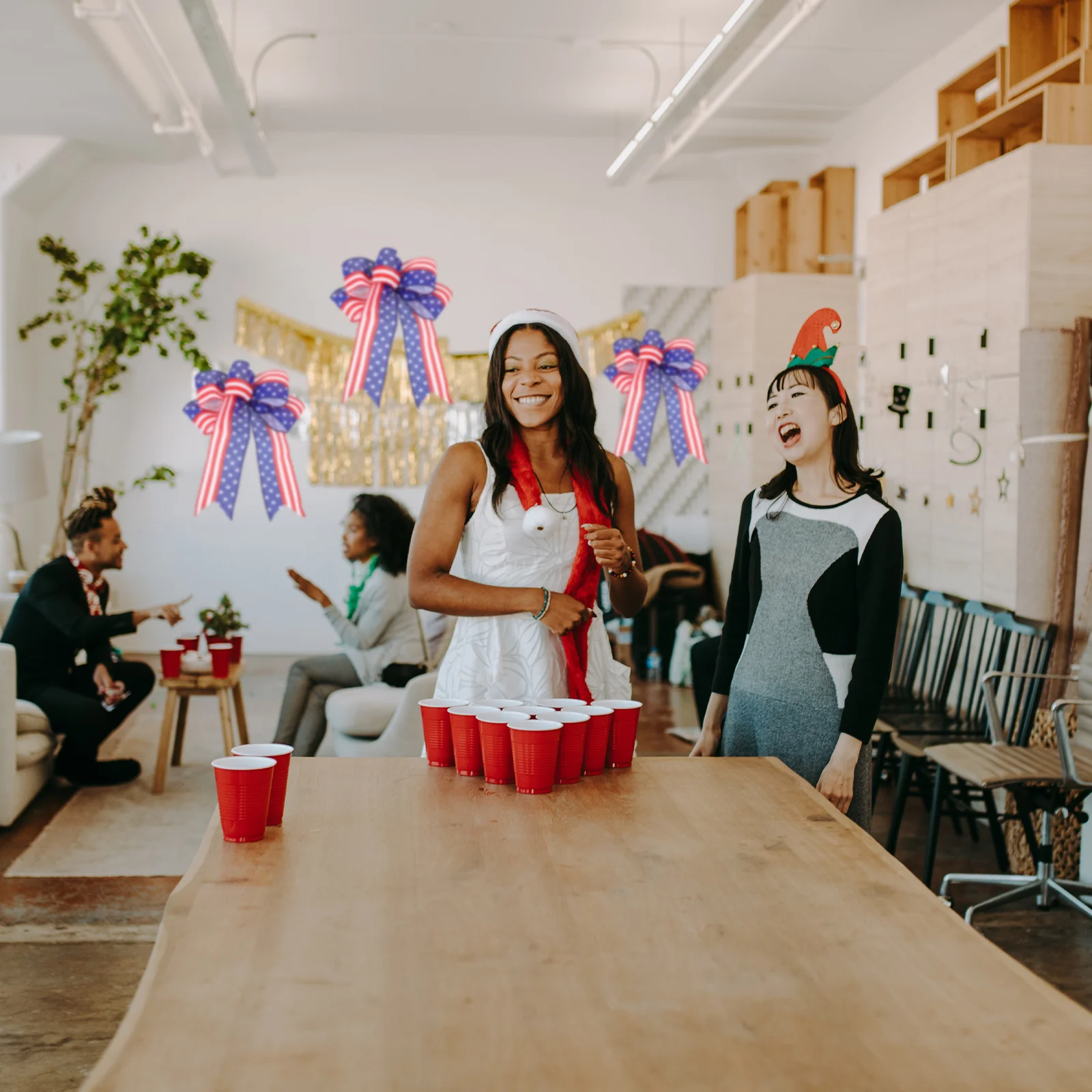 

3Pcs Patriotic Bows Independence Day Decor Large Stripe Bowknot American Flag Party Accessories American Flag Bow