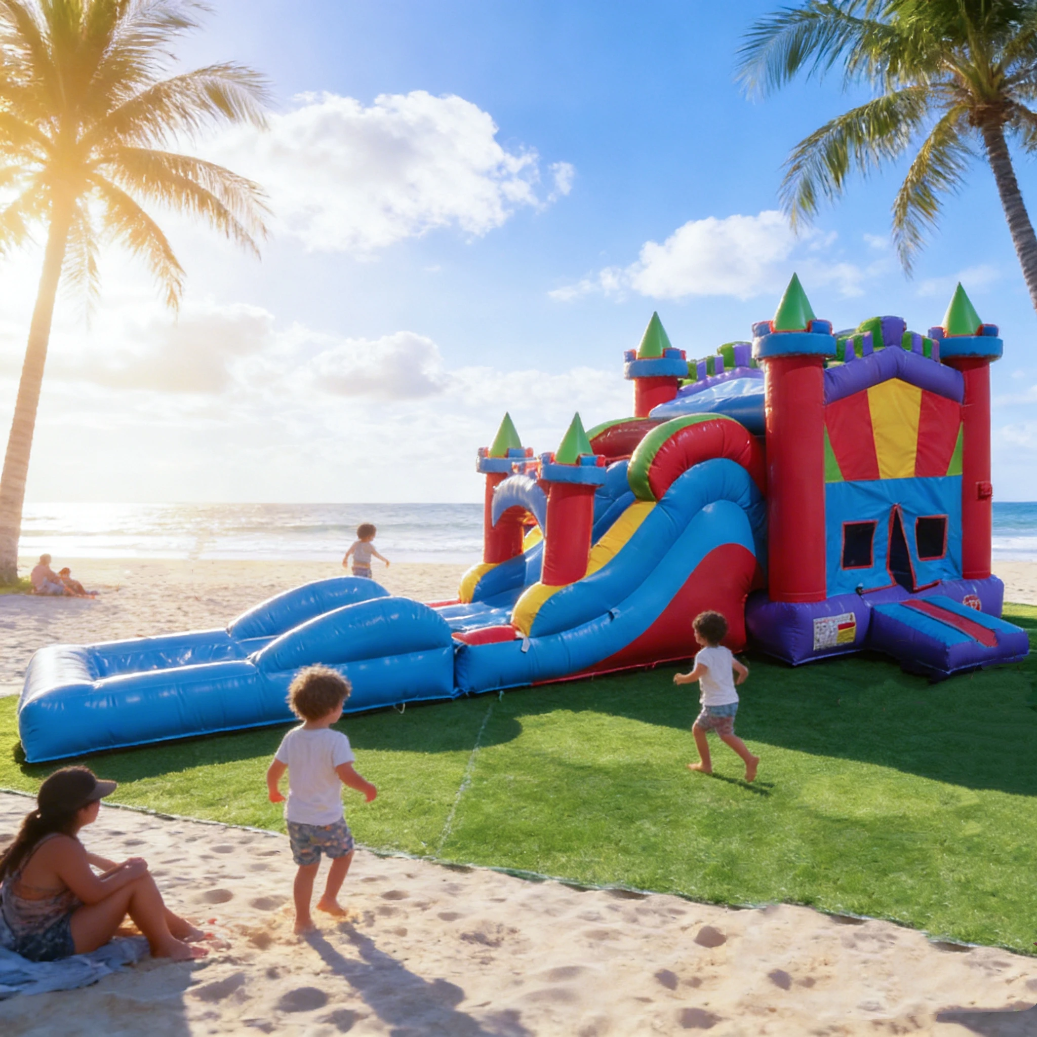 

Custom Colorful Outdoor Playground Party Rentals PVC Commercial Inflatable Bouncer Castle Bounce House Water Slide