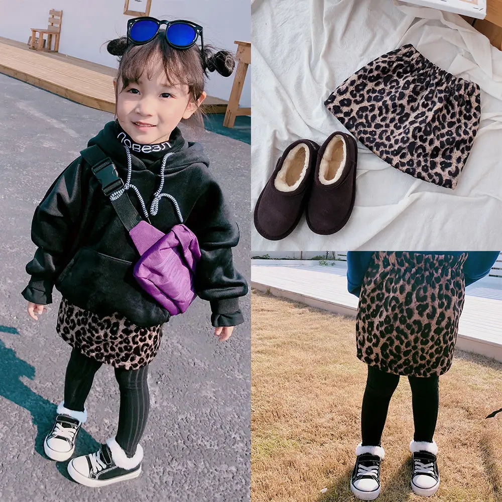 2024 new spring autumn winter Girls Kids leopard skirt comfortable cute baby Clothes Children Clothing