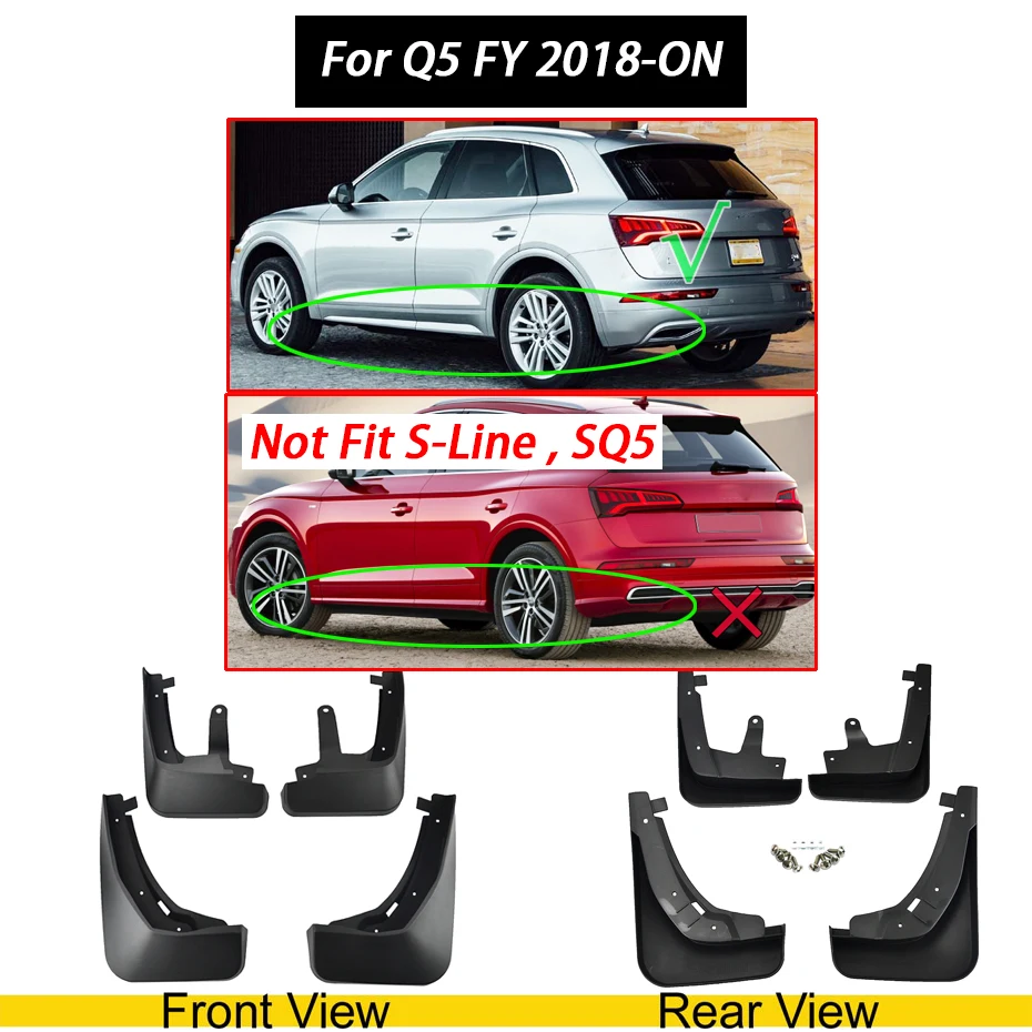 Genuine XUKEY Car Mud Flaps For Audi Q3 Q5 FY Q7 S-Line SQ5 Mudflaps Splash Guards Mud Flap Mudguards Fender Front Rear