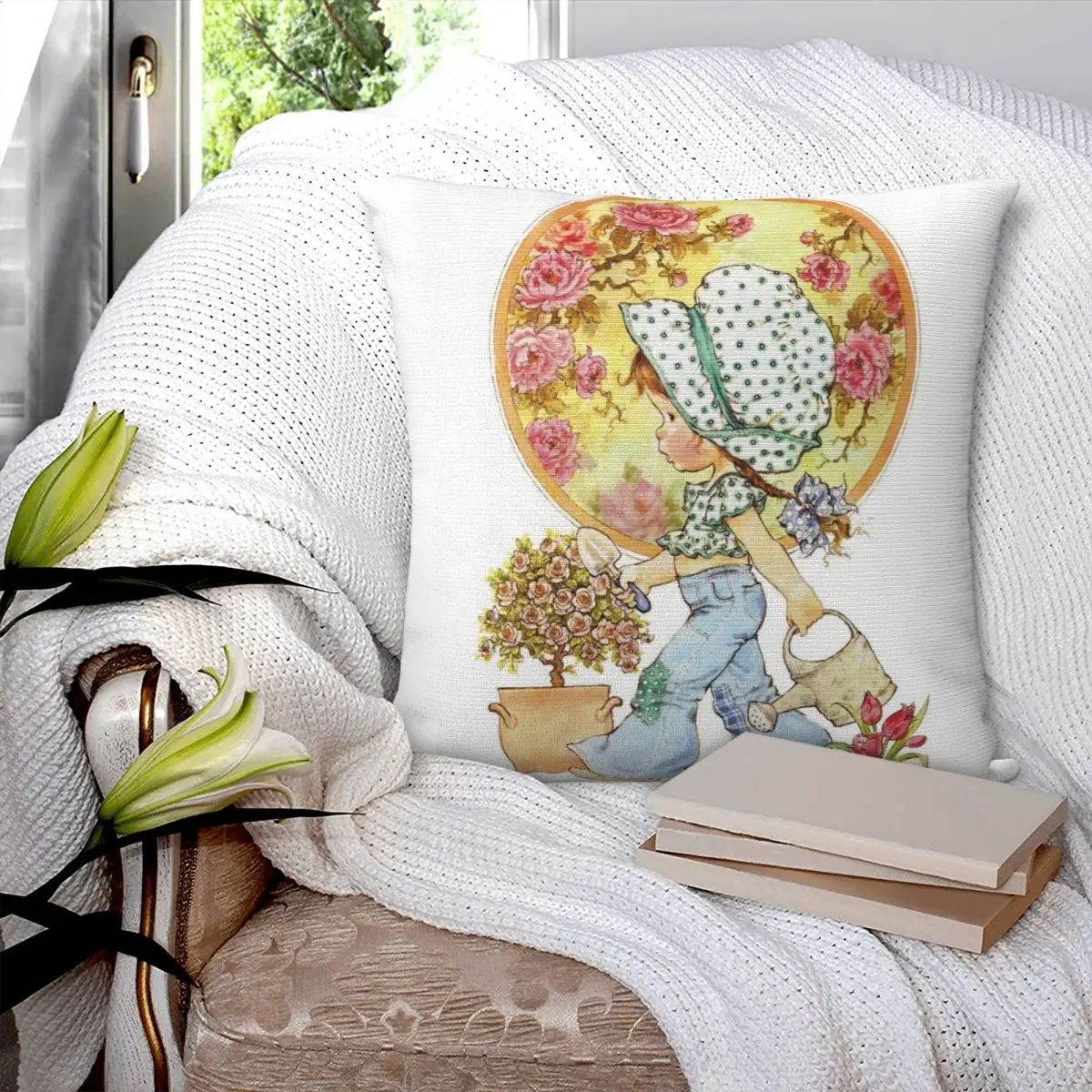 Sarah Kay Swing Girl Square Pillowcase Pillow Cover Polyester Cushion Zip Decorative Comfort Throw Pillow for Home Car