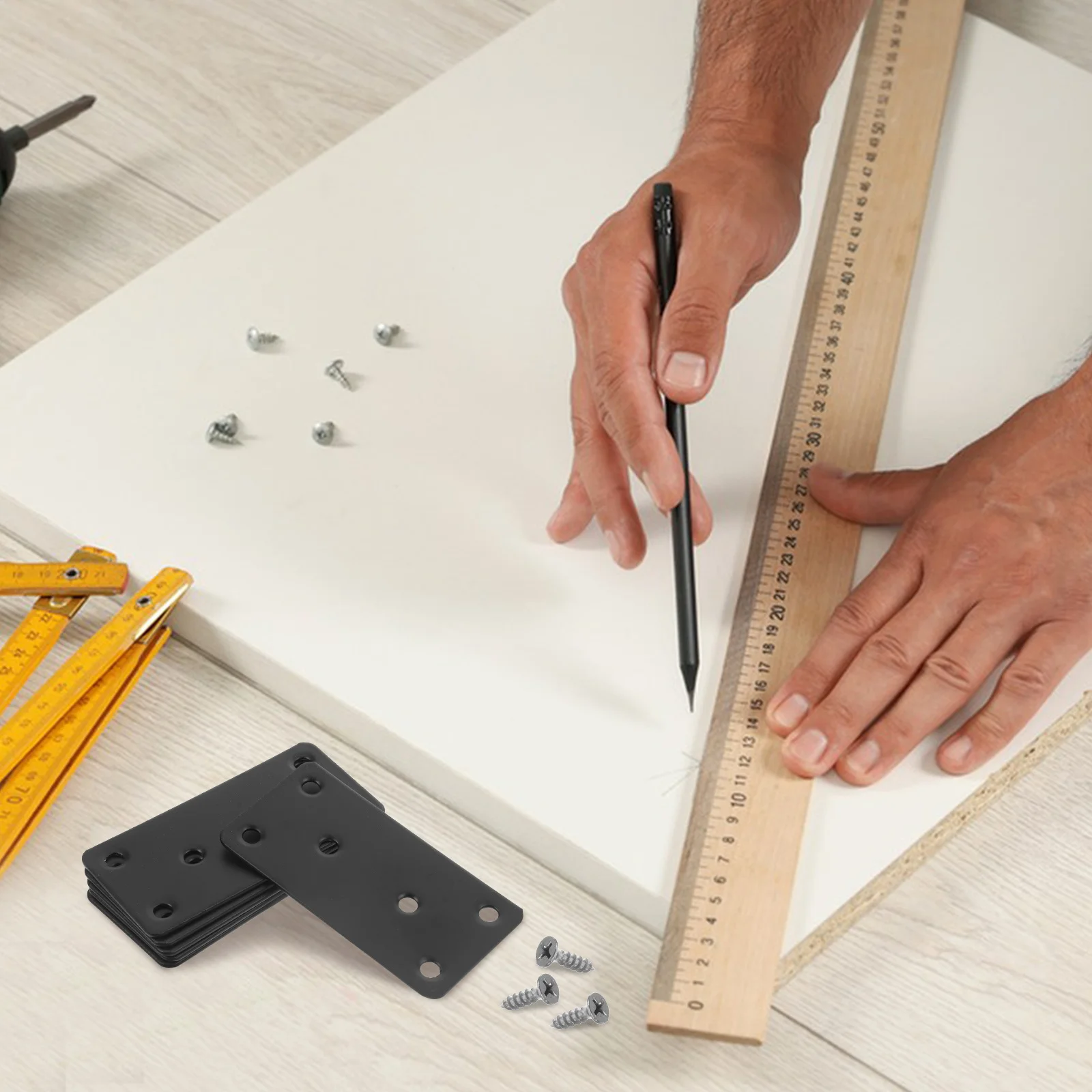 

6Pcs Stainless Steel Flat Mending Plates Heavy Duty Straight Brackets Metal Repair Plate for Wood Furniture Shelves