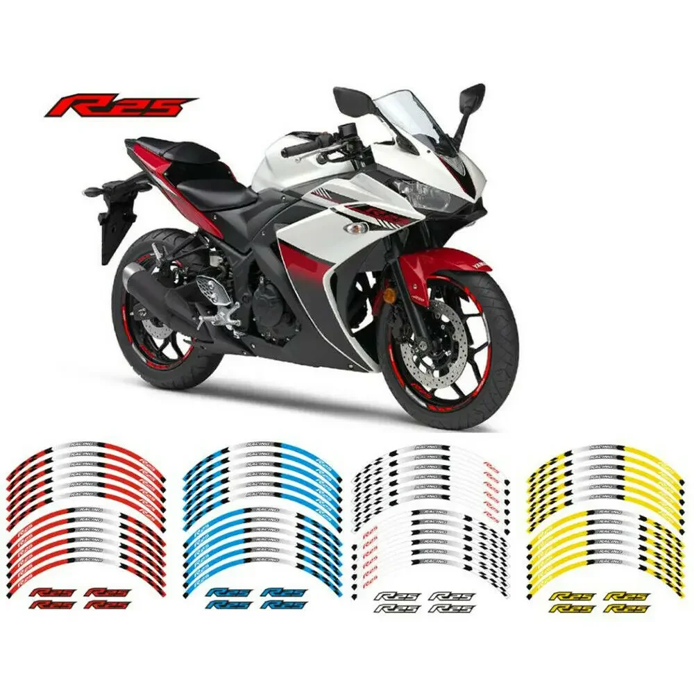 For YAMAHA YZF R25 YZFR25 High quality Motorcycle front and rear wheels Edge Outer Rim Sticker Reflective Stripe Wheel Decals