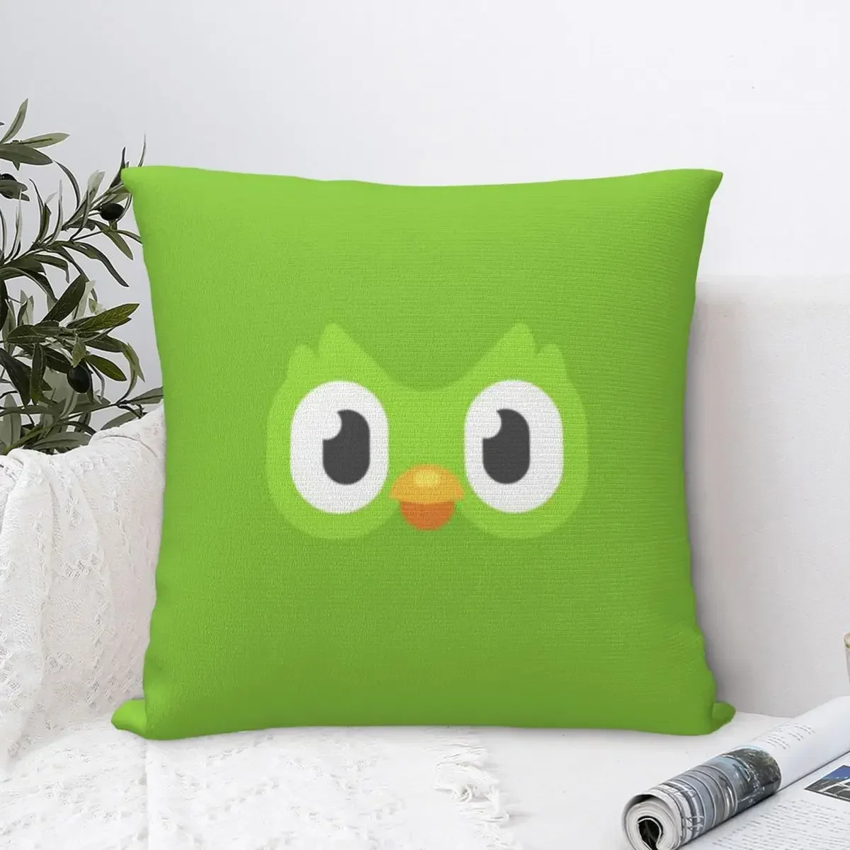 Duolingo Owl Duo Square Pillowcase Polyester Pillow Cover Velvet Cushion Zip Decorative Comfort Throw Pillow For Home Car