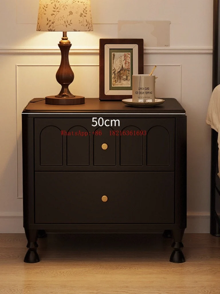 Solid Wood Bedside Table Household Bedroom New Light Luxury Medium and Ancient Style Bedside High-end Small Storage Cabinet