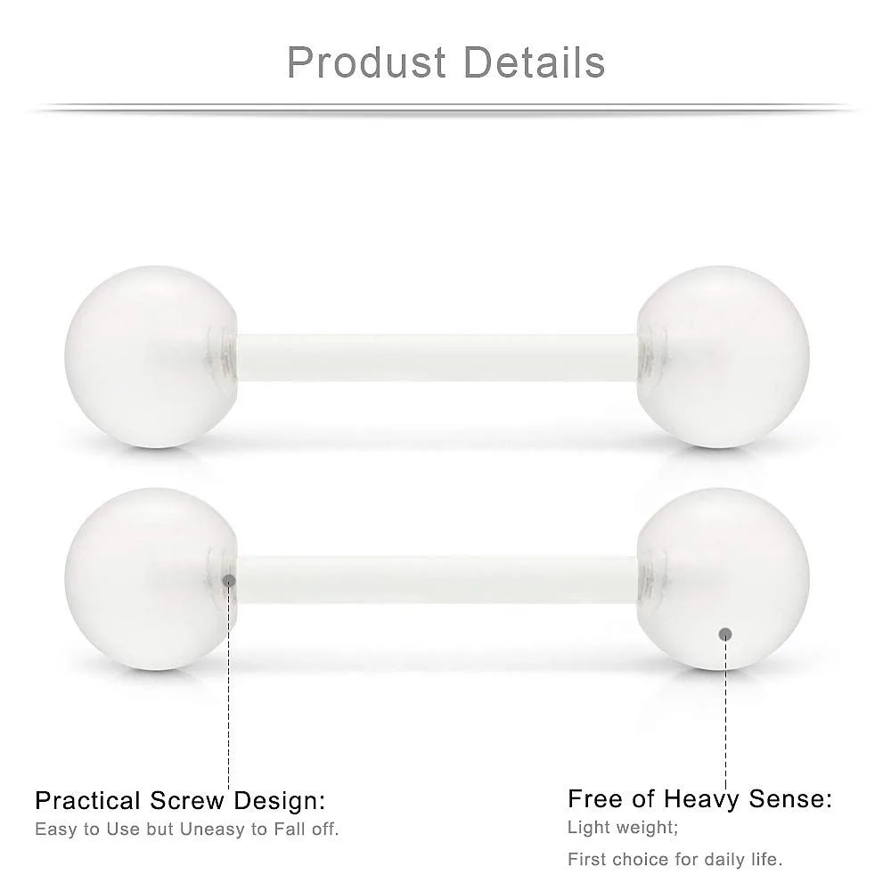2Pcs 14G 16mm Glow In The Dark Flexible Acrylic Straight Tongue Nipple Ring Retainer Piercing Fpr Woman and Man