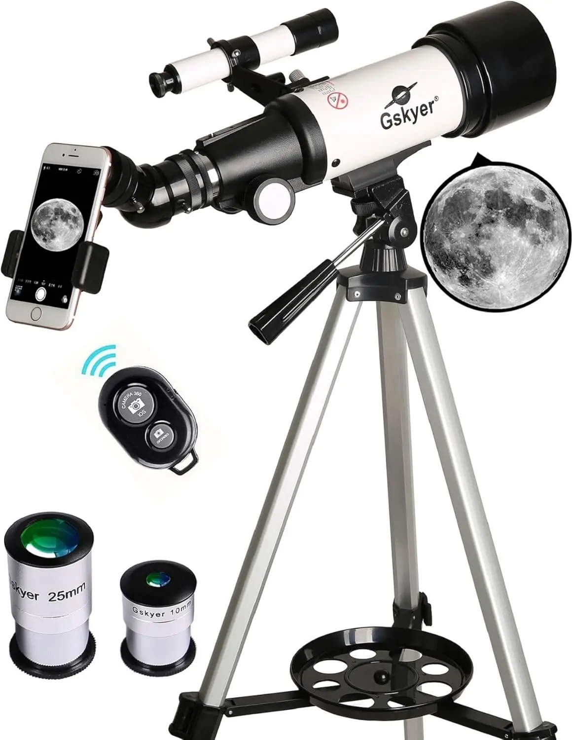 Telescope, 70mm Aperture 400mm AZ Mount Astronomical Refracting Telescope for Kids Beginners - Travel Telescope with Carry Bag,