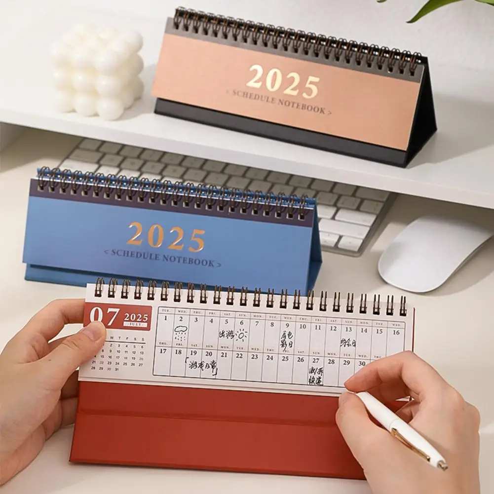 2025 Small Desk Calendar Mini Standing Desktop Calendar 12 Monthly Planner Schedule Notebook Office Calendar