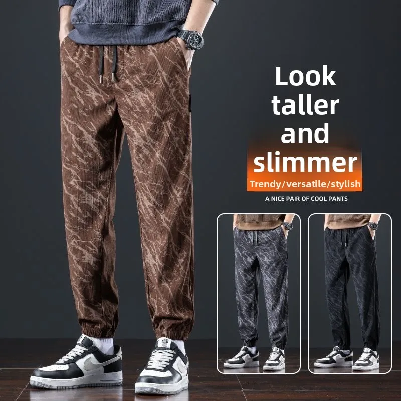 

Мужские вельветовые повседневные брюки Thiened Fce на подкладке, осенне-зимние спортивные брюки с эластичной резинкой на талии, прямые брюки, повседневные