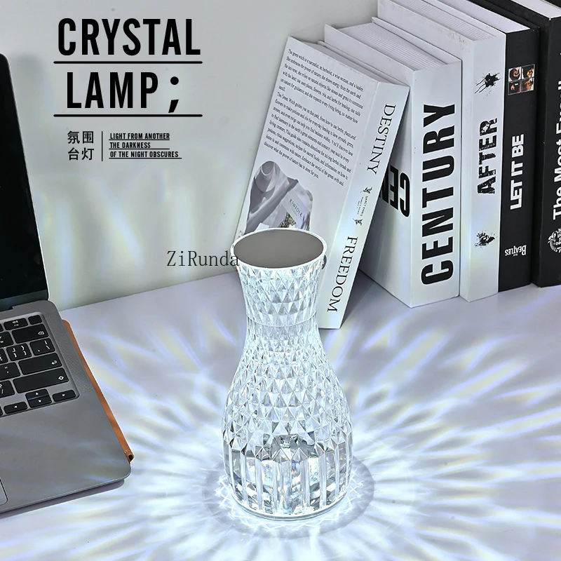 Vase crystal desk lamp, bedroom bedside desktop decorative night light, creative touch ambient light