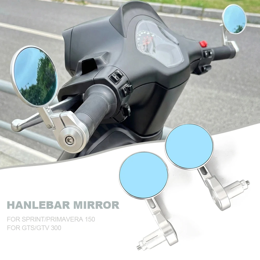 

Bar End Rearview Mirrors Blue Glass Handlebar Mirror For Vespa Sprint Primavera 150 GTV GTS 300 Scooter Motorcycle Accessories