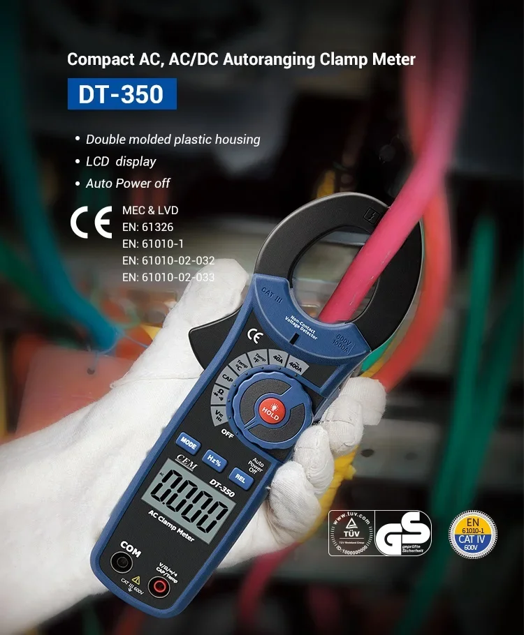 CEM DT-350 Compact Digital Autoranging AC Clamp Meter China Manufacturer Price