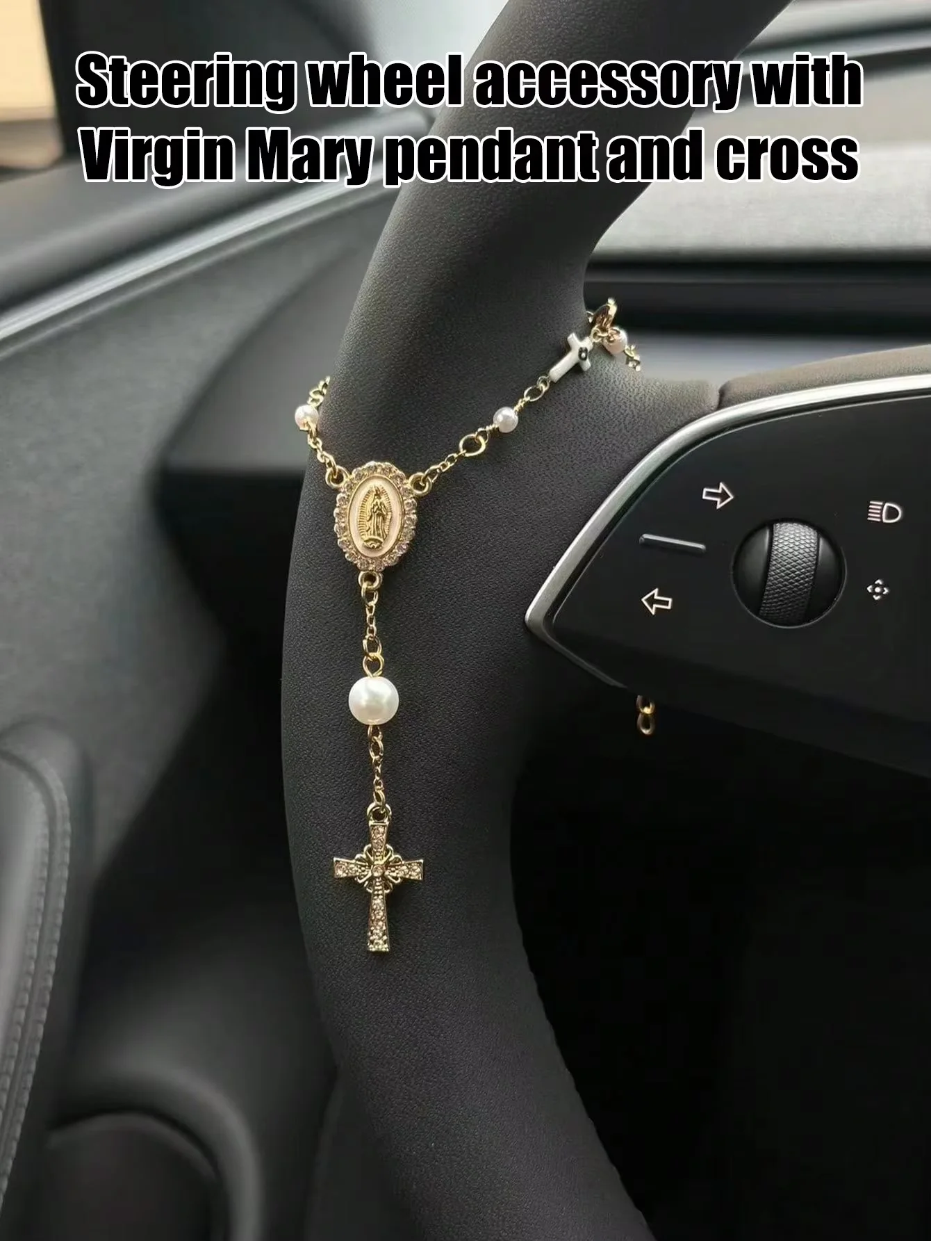 1pc Steering Wheel Rosary Pendant | Rosary Car Pendant Accessory | Car Decoration | Car Pendant | Unique and Stylish Car Pendant