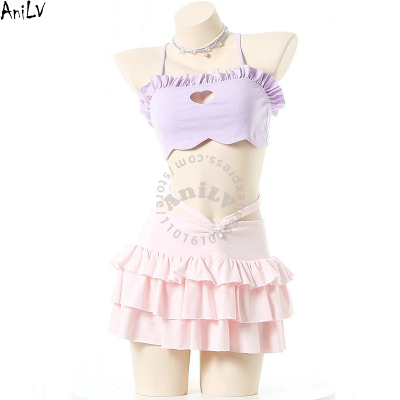 

AniLV Summer Beach Party Anime Lolita Girl Swimsuit Swimwear Outfits Cosplay Costumes