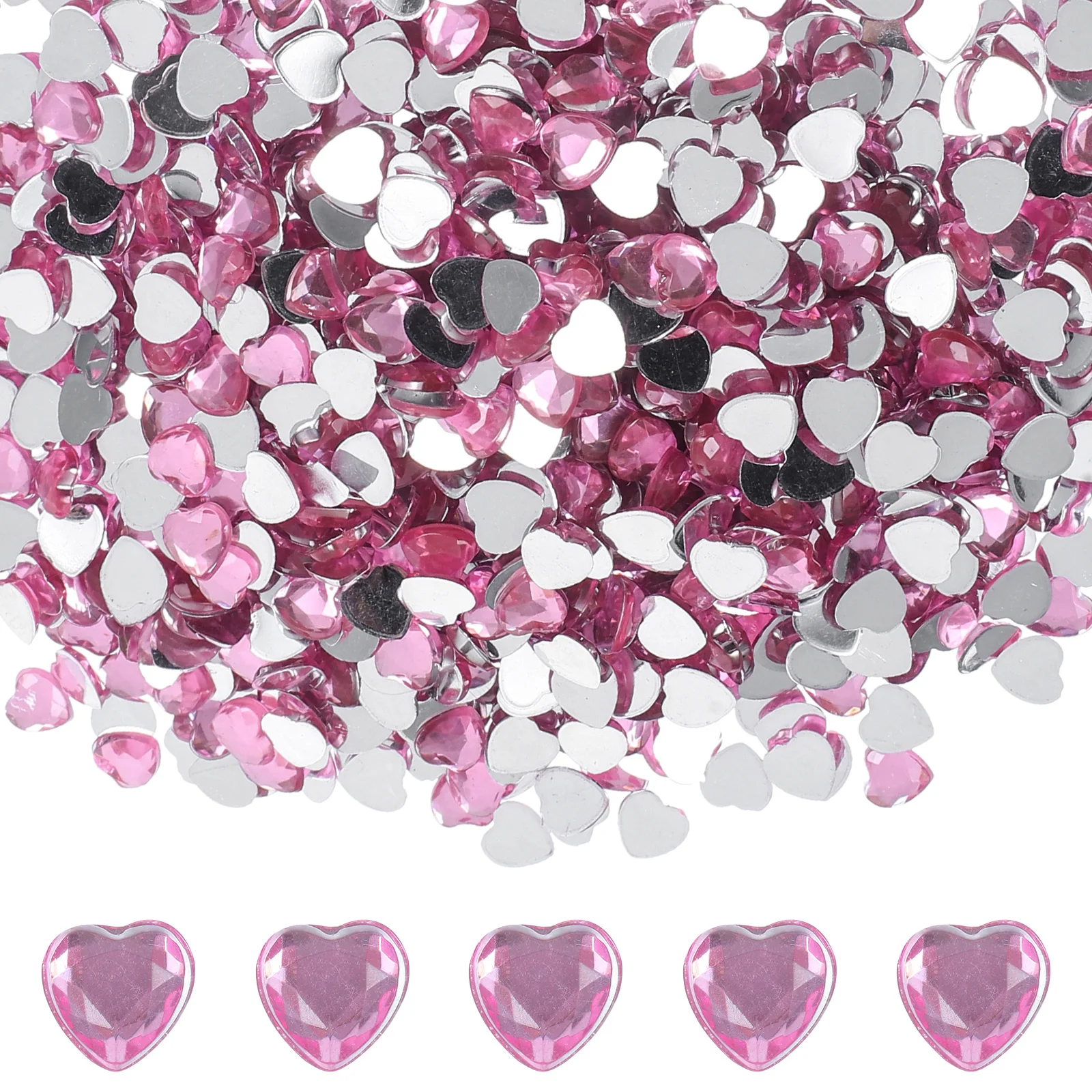 

1000pcs Flatback Heart Rhinestones Acrylic Craft Diy Decor For Phone Case Scrapbooking Headwear Hat Frame Accessory