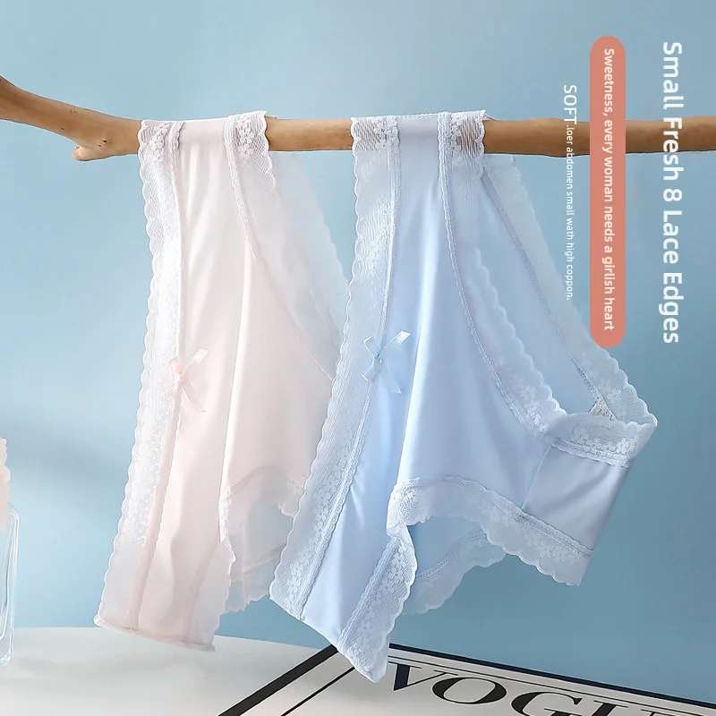 

Бесшовные трусики из ледяного шелка с кружевом для женщин: сексуальное ультратонкое дышащее белье, мягкие прозрачные трусики для девушек