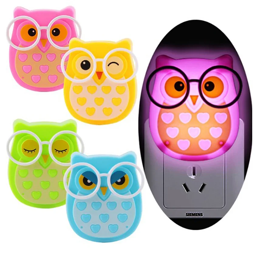 

Animal Owl LED Plug In Night Light For Wall Lamp Sleep Sensor Auto Controlled 0.6W Nightlights Bedroom Home Party Decor Easter