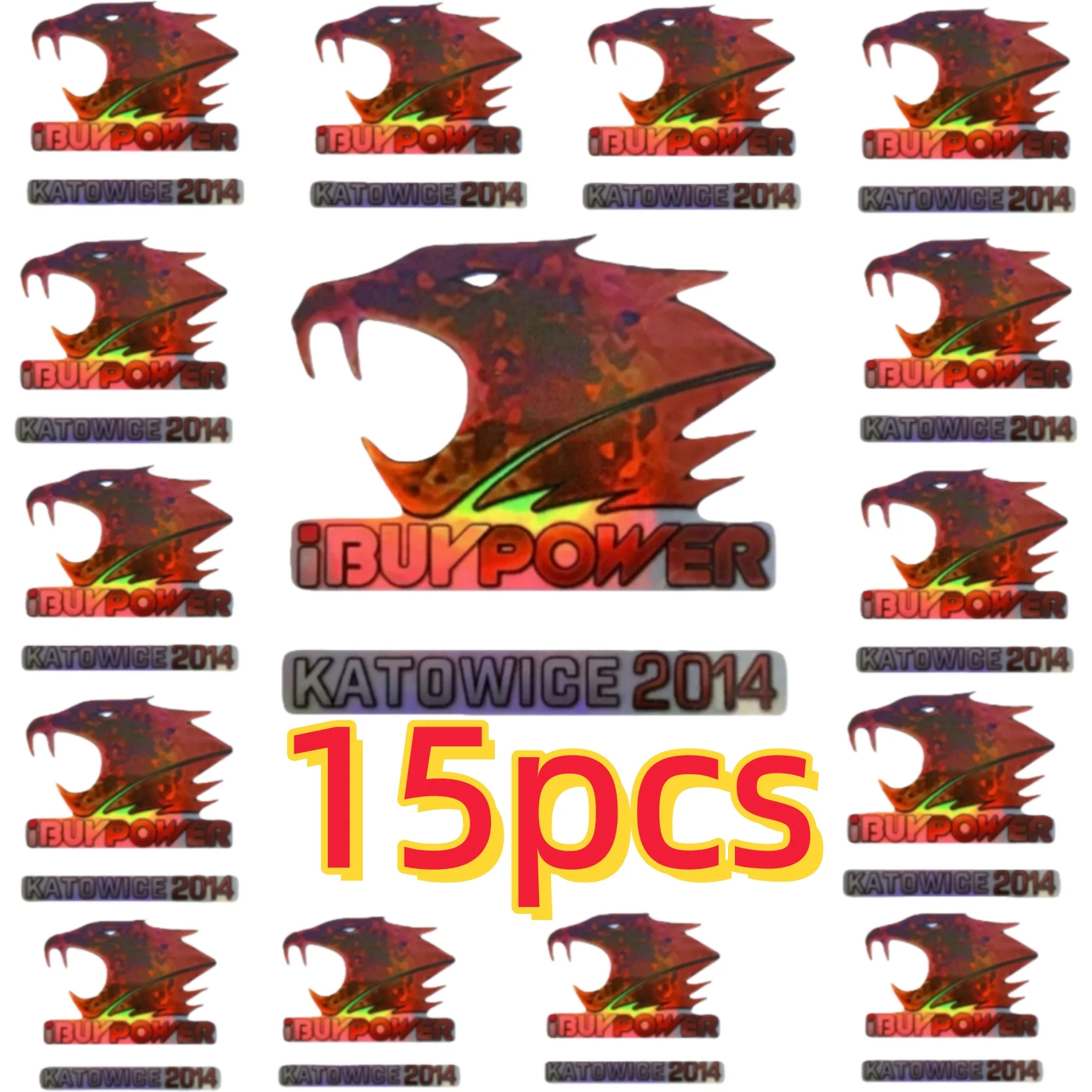 

15-Piece CSGO Howling Dawn Holographic Sticker Pack - Reusable, Waterproof PVC Vinyl Decals