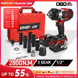 ONEVAN 2800N.M Brushless Electric Impact Wrench 1/2 Inch Cordless Torque Wrench Drill Power Tool For Makita 18V Battery Pin