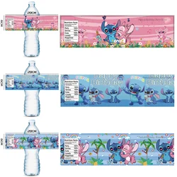 10 Uds Disney Lilo & Stitch vino champán botella de agua pegatinas etiquetas Baby Shower suministros para fiesta de cumpleaños decoraciones al por mayor