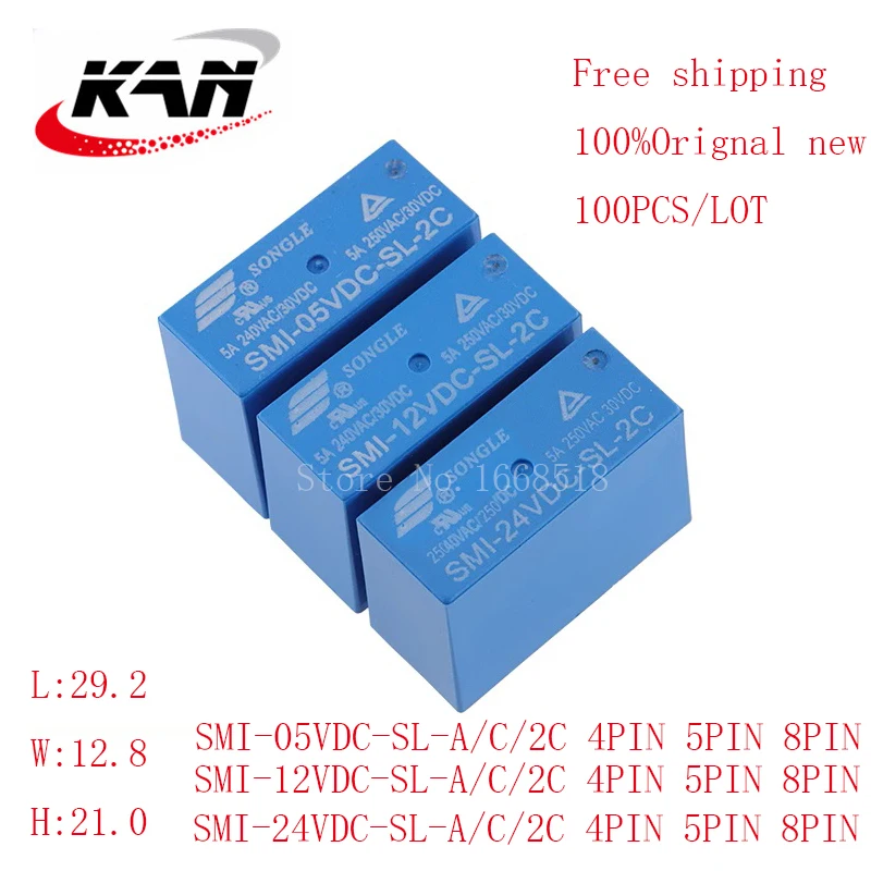 

100pcs relay SMI-05VDC-SL-A SMI-12VDC-SL-A SMI-24VDC-SL-A -C -2C 5VDC 12VDC 24VDC 10A 250VAC 4PIN/5PIN/8PIN Original New