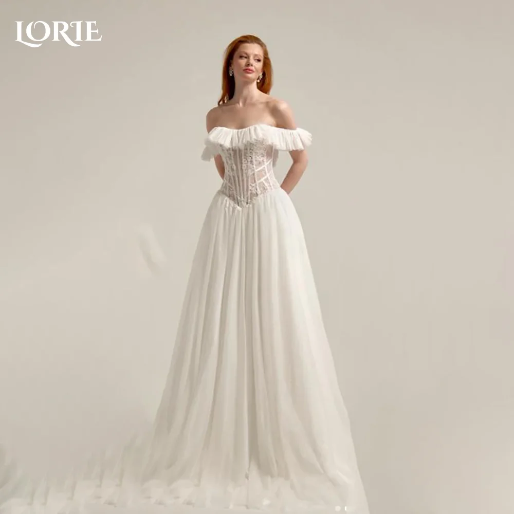 

LORIE Satin Modern Wedding Dresses Arabia A-Line Puff Bridal Gown Princess Bride Dress Customized Simple Dress