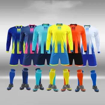 Adult Kids Soccer Jersey Customize Long Sleeved Football Uniform Men Futsal Sportswear Women Training Tracksuit Sports Clothes