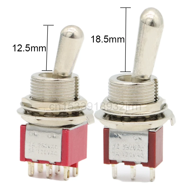5 sztuk czerwona duża główka 12mm M12-MTS-102/103/202/203 3 piny 6 pinów ON-ON ON-OFF-ON przełącznik dwupozycyjny długość uchwytu 12.5mm/18.5mm