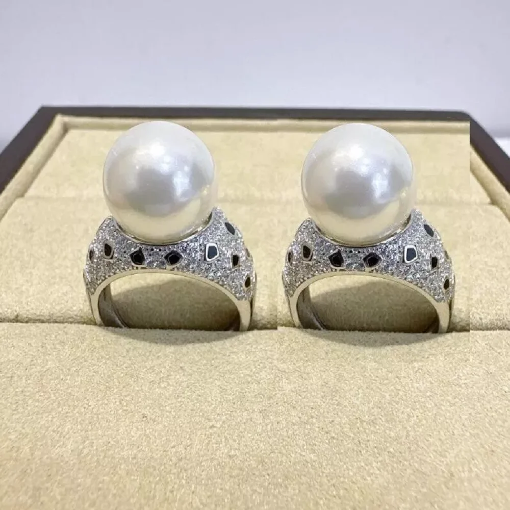 

Gorgeous Giant AAAA 11-12mm South Sea White Round Pearl Ring 925s 10-11mm 9-10mm