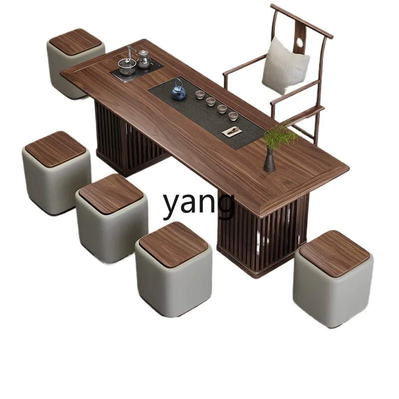 

LMM new Chinese solid wood tea table Wujinshi tea tray integrated office table and chair combination