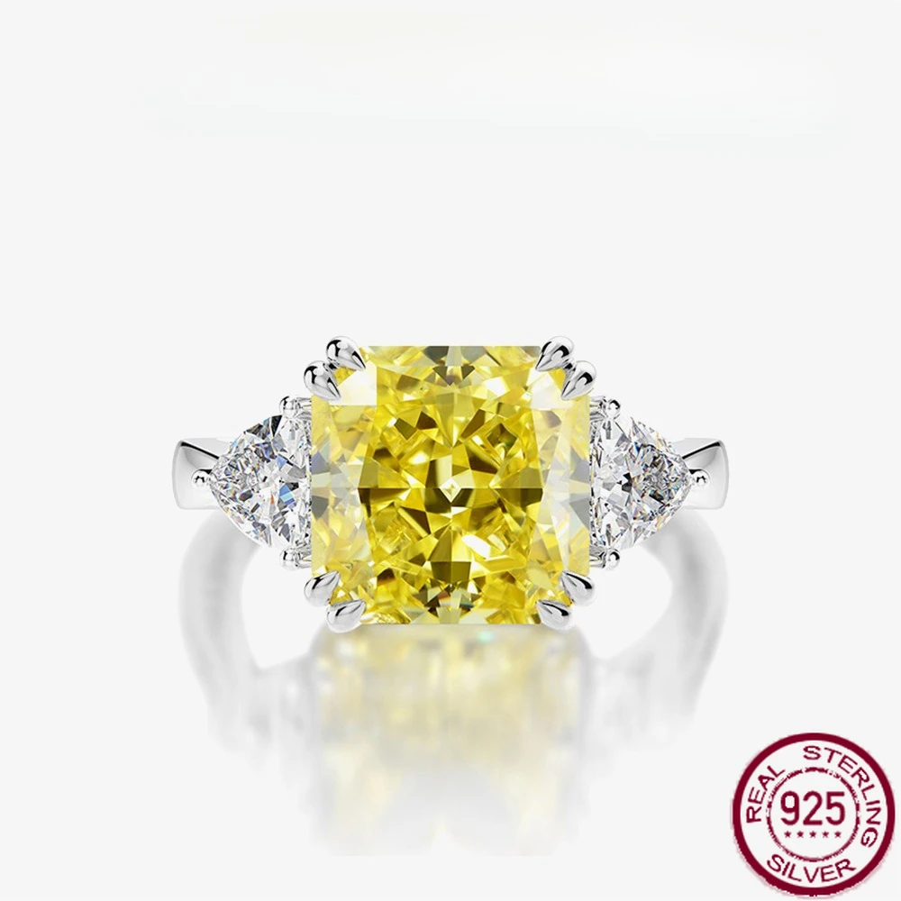 

New 5-carat High Carbon Diamond Ring with Square Ice Flower Cut 10 * 10 Light Luxury Ring for Women's Wedding Jewelry
