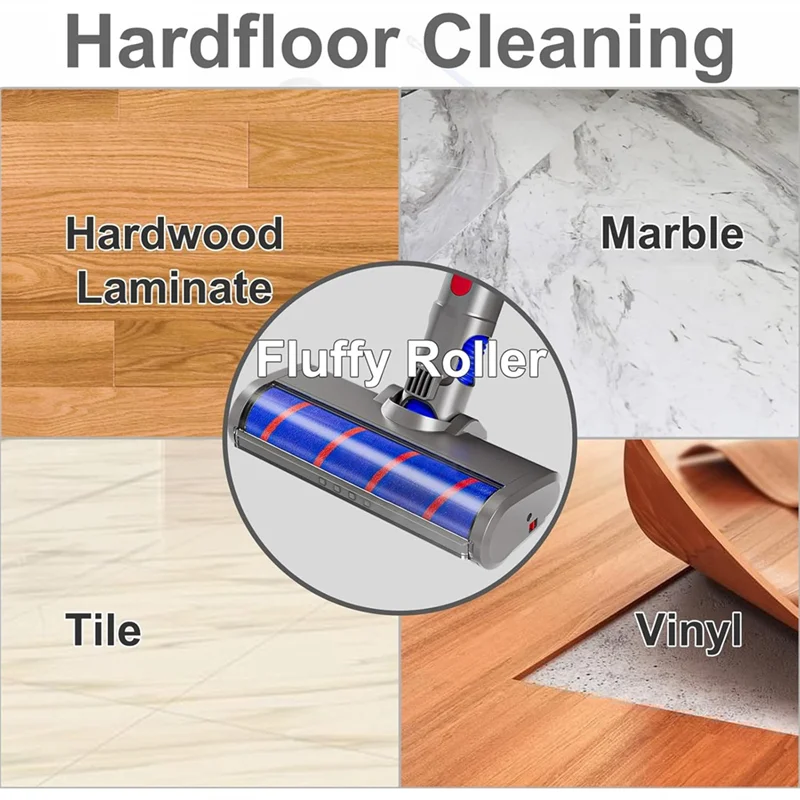 

Для пылесосов Dyson V7 V8 V10 V11 V15, мягкая роликовая щетка для пола из твердой древесины со светодиодной подсветкой для пыли, адаптер с низким вылетом