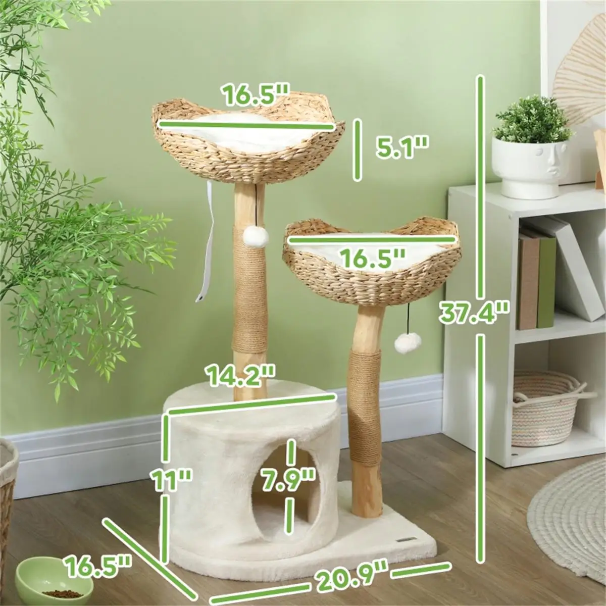 Luxury Cat Tree Tower with Multi-Level Scratching Posts & Cozy Hideouts for Cats