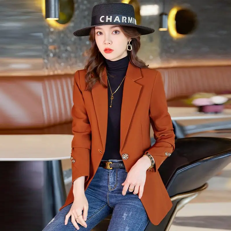 UNXX Professional Long-Sleeved Suit Women Elegant Temperament Black Fashion Autumn Winter New Single Buckle Coats Women Clothing