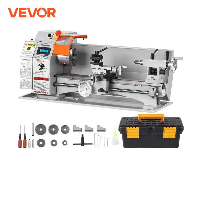 VEVOR Brushless Mini Metal Lathe Machine 7\'\'x16\'\' / 180mm*400mm 800W Digital Display Continuously Variable Metalworking Turning