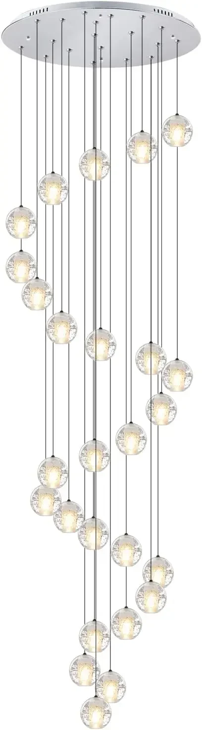 GHJUYIOL YECTSKILED Lights Modern Chandelier 15 Foot High Ceiling Chandeliers for Living Stairwell Light Fixtures Crystal Bubble