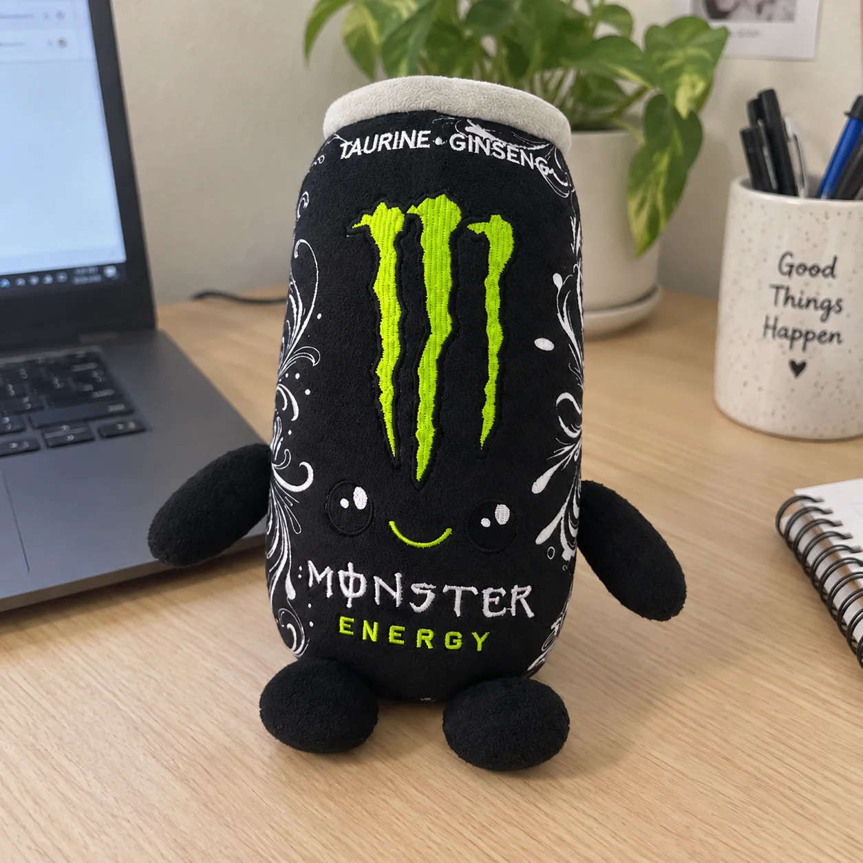 Simulation Black White Monster Energy Drink Can ShapedPlush Toy Zero SugarTheme Soft Stuffed Doll DesktopOrnament Holiday Gift