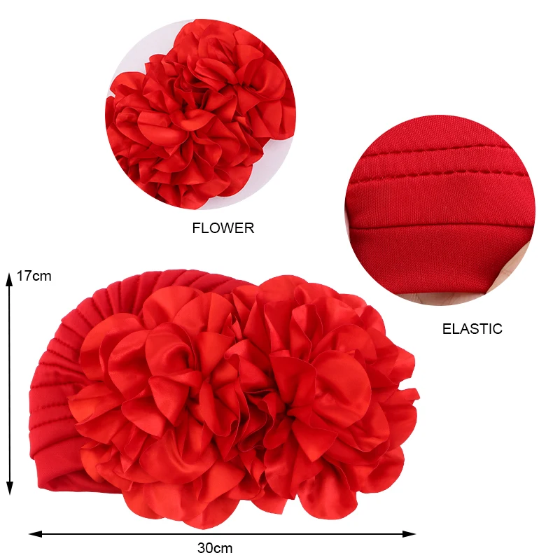 New Woman Muslim Hijab Caps With Big Flower Turban Bonnet Islamic Wrap Head Inner Cap for Hijabs Trendy Headdress