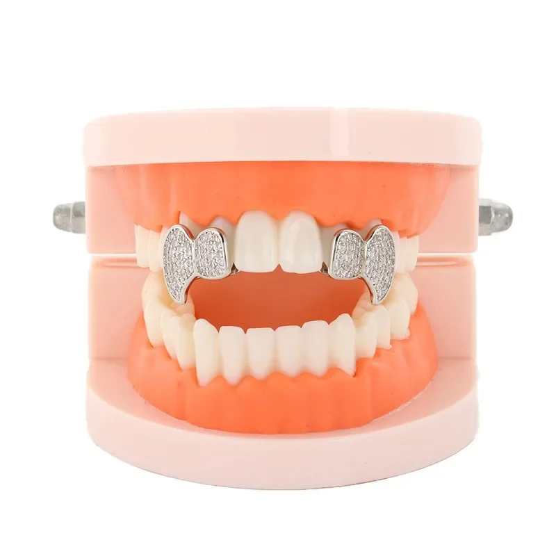 HipHop Classic CZ Single Teeth Grillz Golden Tooth Caps Decor 14K Gold Plated Dental Grills Body Jewelry For Women Men