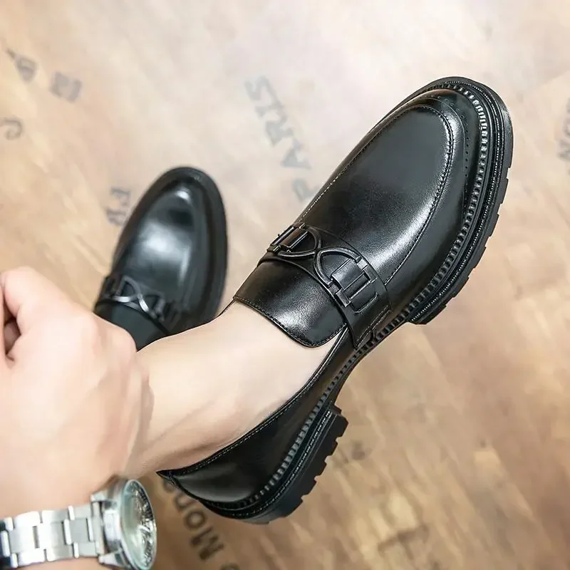 Brytyjski styl grubej podeszwie skórzane buty Derby męskie Business Casual buty klasyczne męskie buty