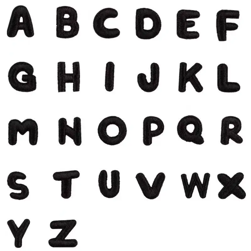 A-Z Black Letters Iron On Patch Applique Diy Alphabet Embroidered Patches For Clothing Bags Sewing Name Badge Patch Accessories